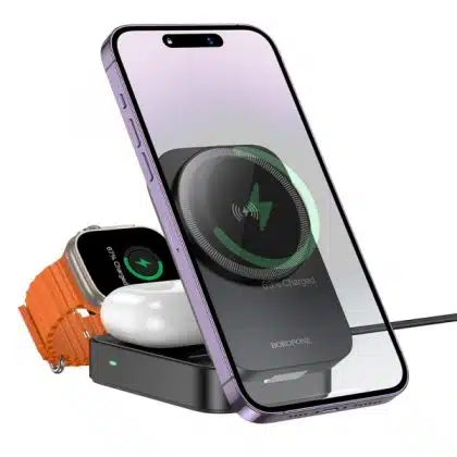 Wireless Charger Borofone Bq38 3in1, 15w, 1.67a, Black