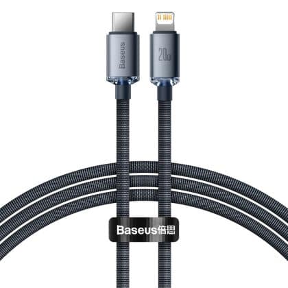 Baseus Crystal Shine Series cable USB cable for fast charging and data transfer USB Type C - Lightning 20W 2m black (CAJY000301)