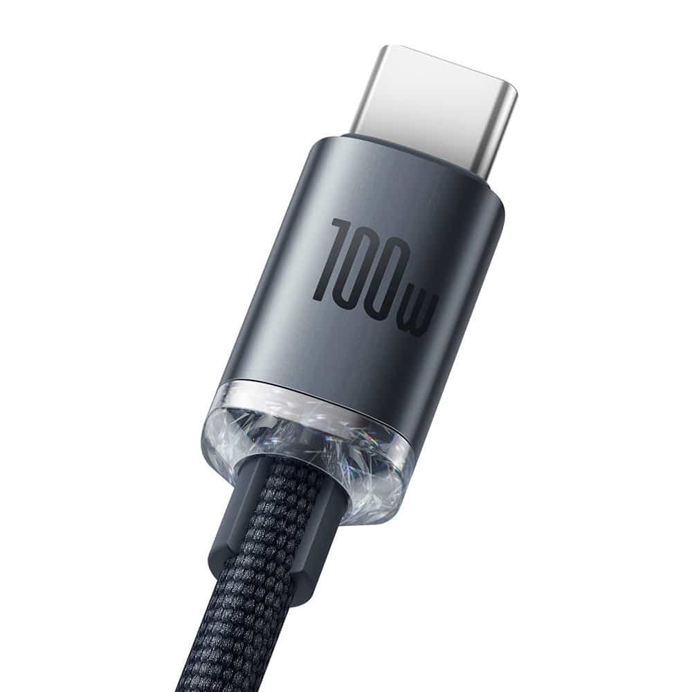 Baseus - Data Καλώδιο Crystal Shine (cajy000401) - Usb To Type-C, 100w, 1.2m, Super Fast Charging, Nylon Braided - Black - Image 4