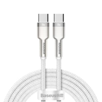 Baseus Καλώδιο USB-C σε USB-C Cafule Metal Braided, 100W, 2m (Λευκό)