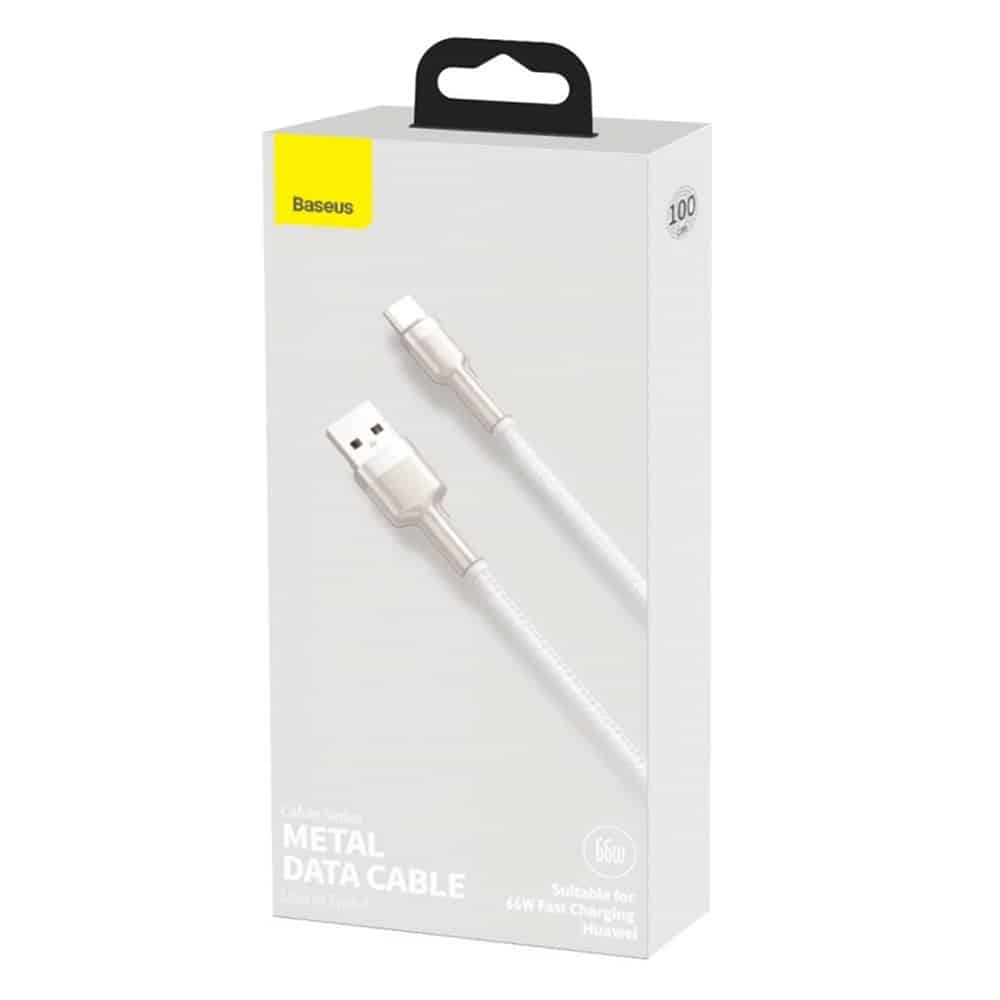 USB-A To USB-C Καλώδιο Baseus Cafule Metal Series, 66w, 6a, 1m, White Cakf000102 - Image 7