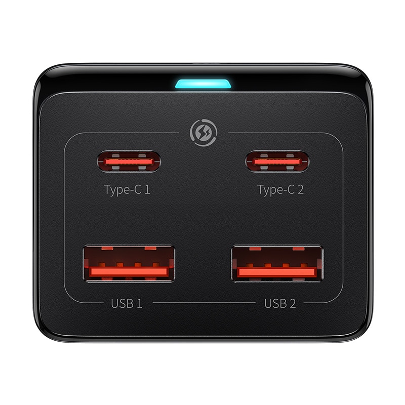 Baseus - Φορτιστής Τοίχου/Πολυπρίζο (PSZM000201) - 2 x AC, 2 x USB, 2 x Type-C, 100W με Καλώδιο Type-C - Μαύρο - Image 4