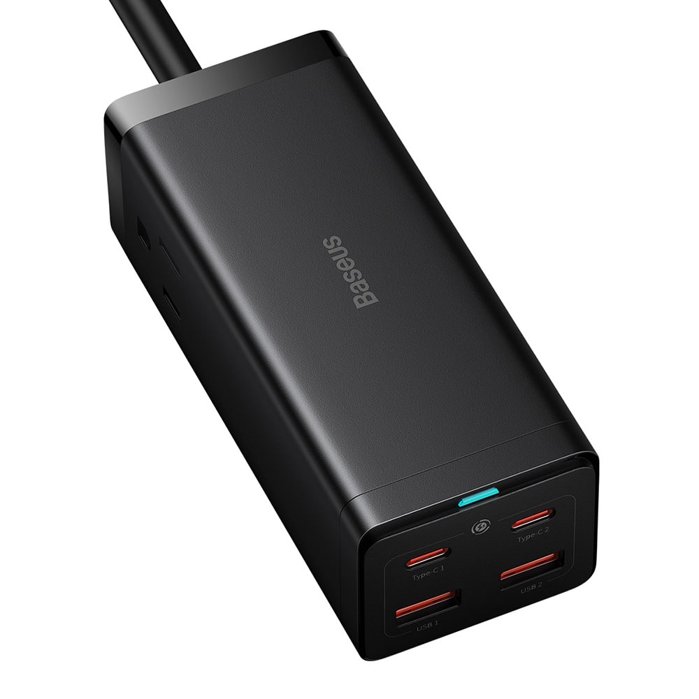 Baseus - Φορτιστής Τοίχου/Πολυπρίζο (PSZM000201) - 2 x AC, 2 x USB, 2 x Type-C, 100W με Καλώδιο Type-C - Μαύρο - Image 2
