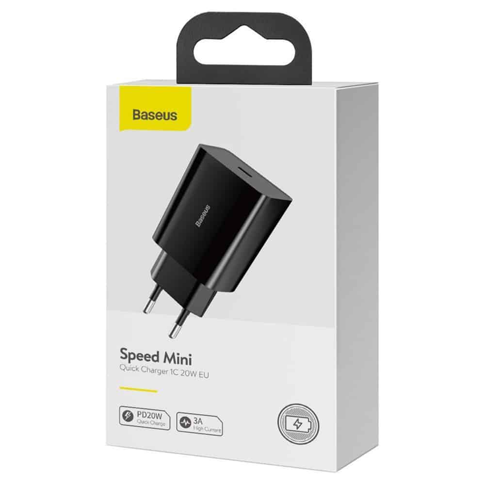 Baseus Φορτιστής Speed Mini USB-C, PD, 3A, 20W (Μαύρο) - Image 7