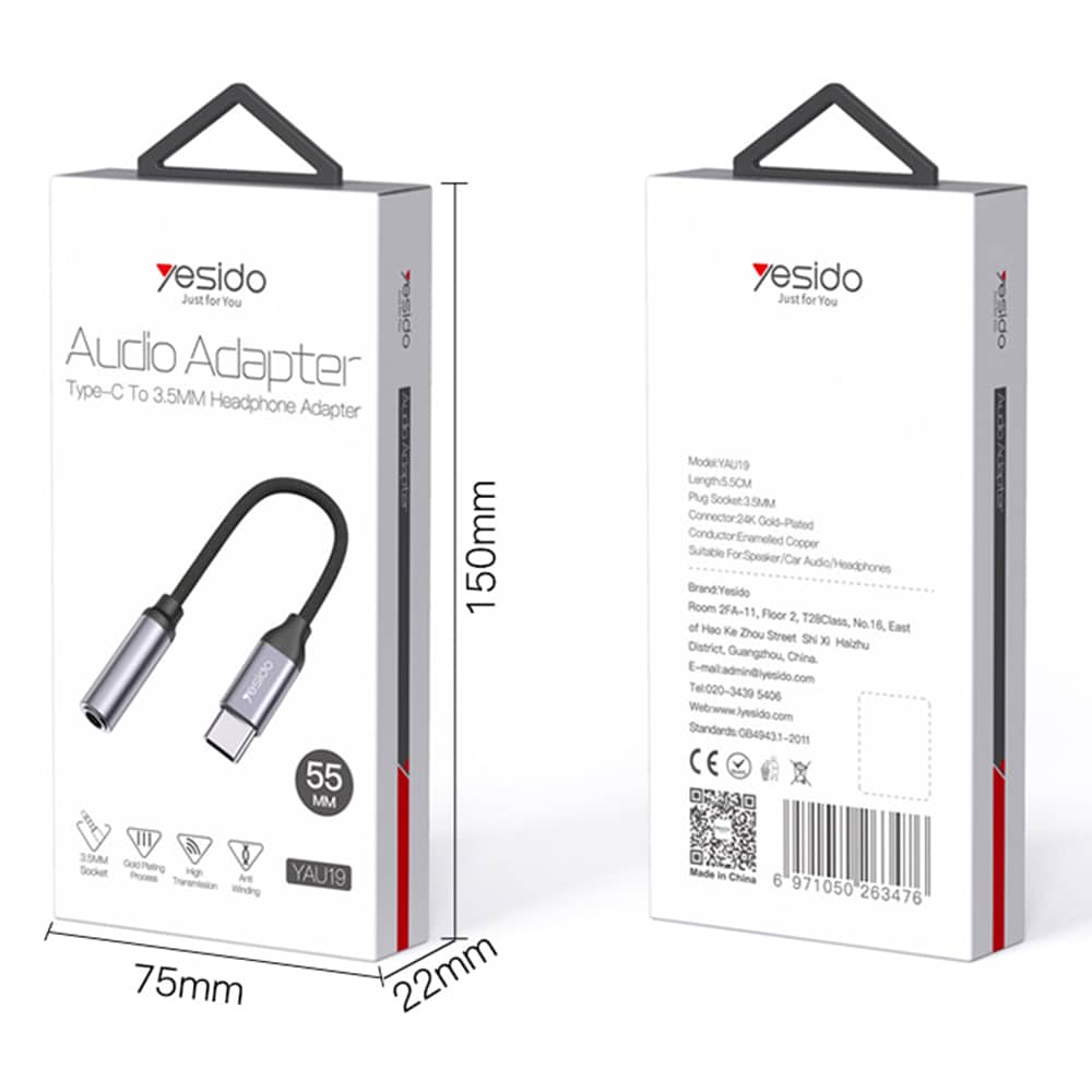 Yesido - Αντάπτορας Ήχου (yau19) - Type-C Σε Jack 3.5mm - Μαύρος - Image 7