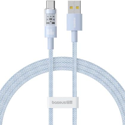 Baseus - Καλώδιο Δεδομένων Gem (P10373002311-01) - USB σε Type-C, Υπερ Γρήγορη Φόρτιση 100W, 2m - Γαλάζιο Γαλαξία