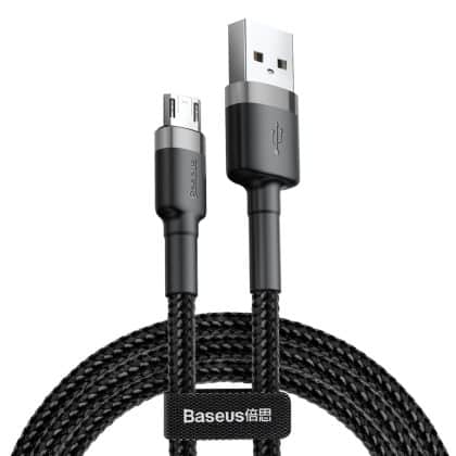 Baseus Καλώδιο Cafule Braided micro-USB 2m (Γκρί-Μαύρο)