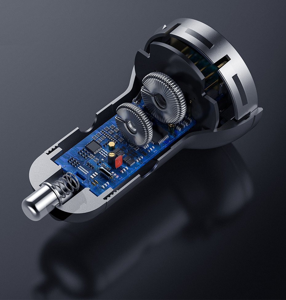 Baseus car charger 2x USB 4.8A 24W with LCD gray (CCBX-0G) - Image 7