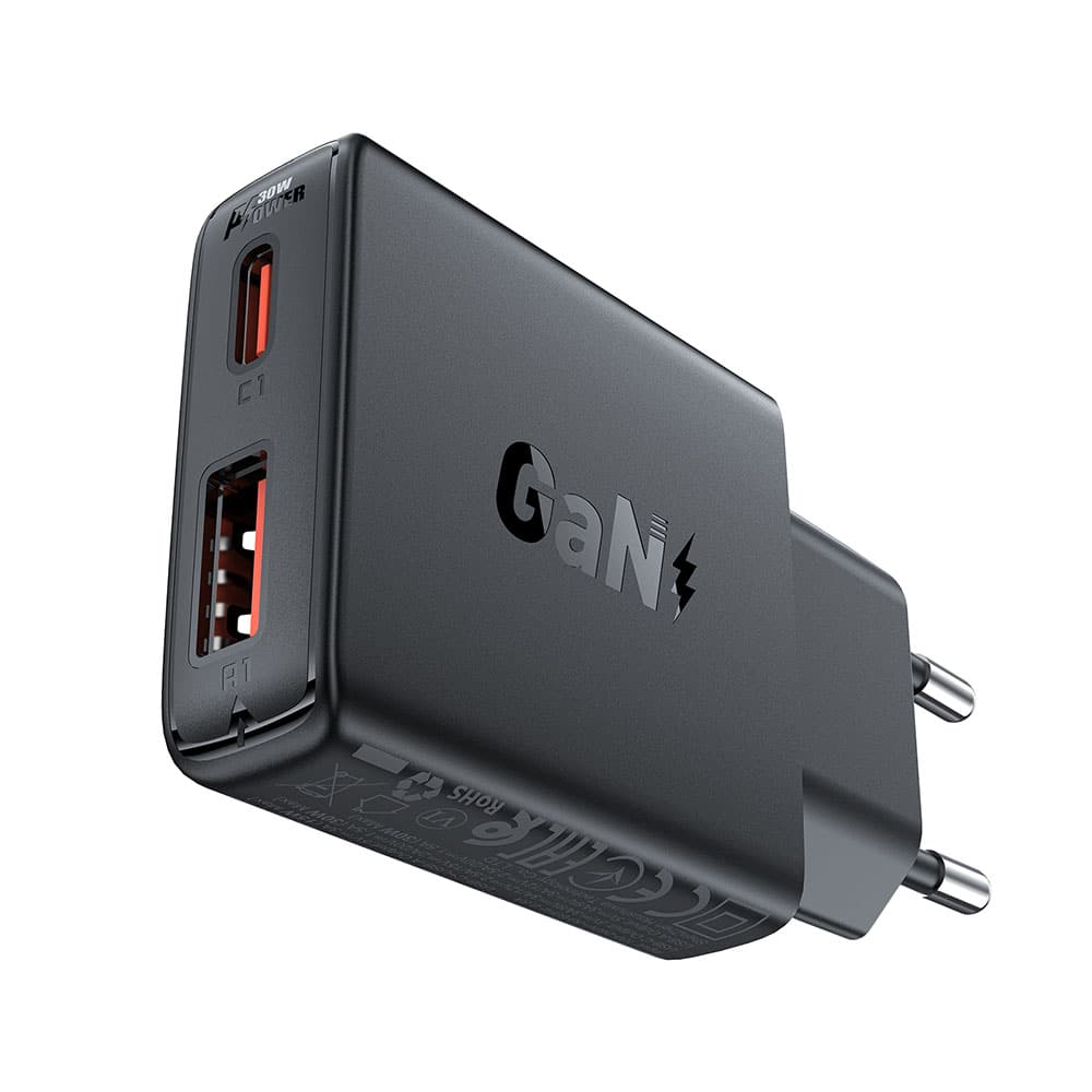Acefast - Wall Charger (a69) - Type-C, Usb, Pd30w, Gan Technology, Quick Charge Compatibility - Black - Image 3