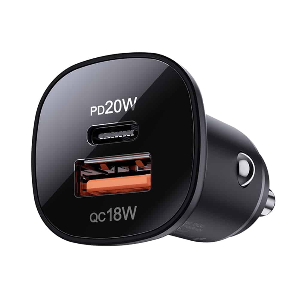 Acefast - Car Charger (b1) - Type-C, Usb, Dual-Port, 38w, Pd Fast Charging, With Led Light - Black - Image 2