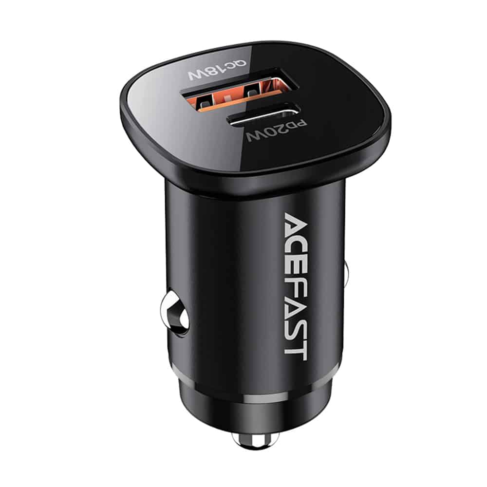 Acefast - Car Charger (b1) - Type-C, Usb, Dual-Port, 38w, Pd Fast Charging, With Led Light - Black - Image 3