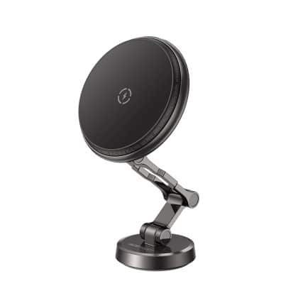Acefast - Car Holder With Wireless Charging (d30) - For iPhone, Magnetic Grip, 360°, Led Light, For Dashboard, 15w - Black
