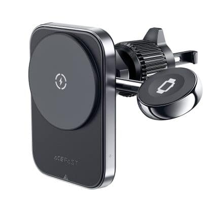 Acefast - Car Holder With Wireless Charging (d18) - For iPhone, 2in1 Wireless Fast Charging, For Air Vant, Lock Clip - Black