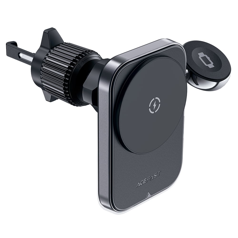 Acefast - Car Holder With Wireless Charging (d18) - For iPhone, 2in1 Wireless Fast Charging, For Air Vant, Lock Clip - Black - Image 3