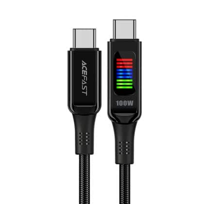Acefast - Data Καλώδιο (c7-03) - Type-C To Type-C, 100w Fast Charging, 5a, Led Display, 1.2m - Black