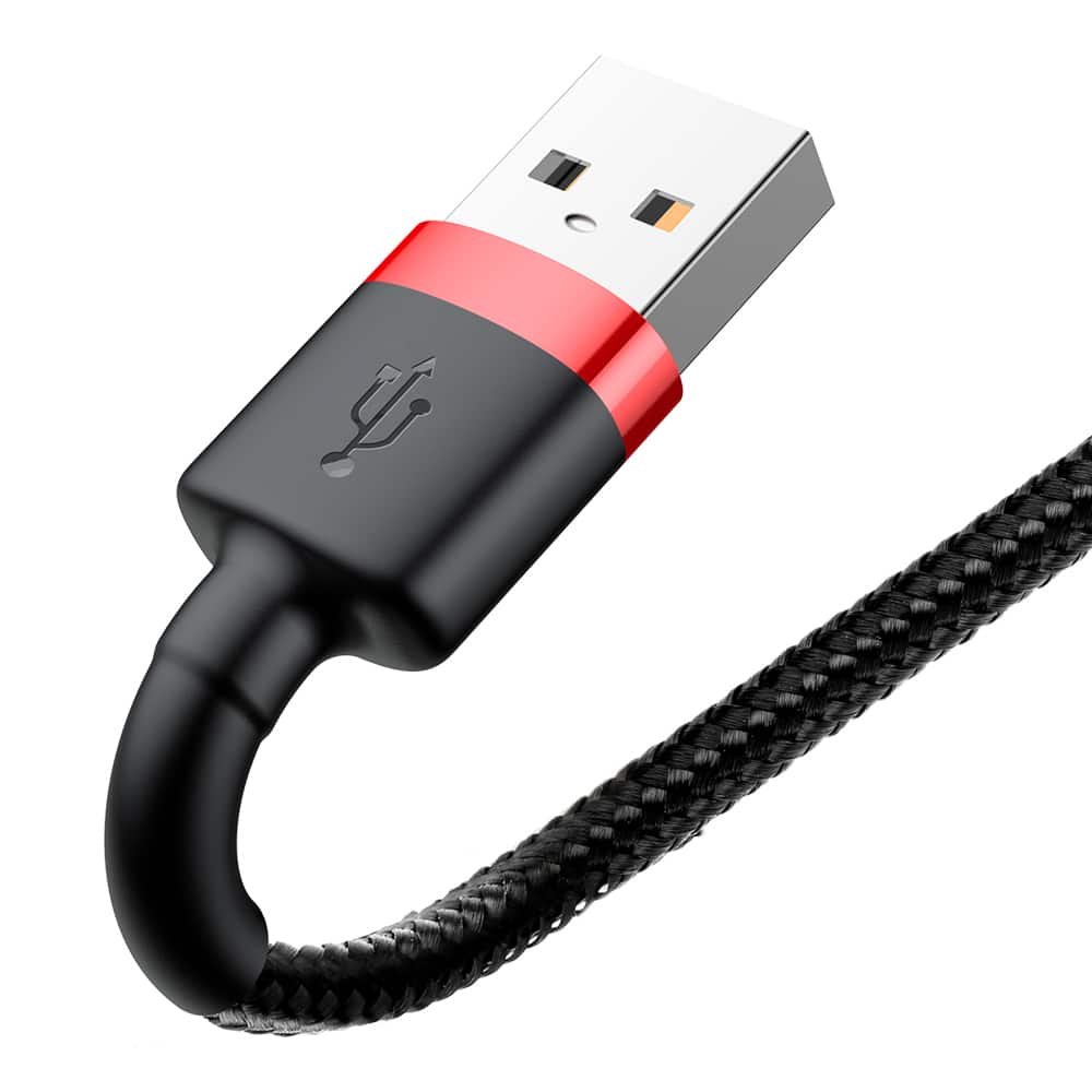 Baseus Cafule Καλώδιο durable nylon cable USB / Lightning QC3.0 2.4A 1M Μαύρο-Κόκκινο (CALKLF-B19) - Image 3