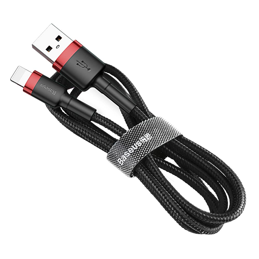 Baseus Cafule Καλώδιο durable nylon cable USB / Lightning QC3.0 2.4A 1M Μαύρο-Κόκκινο (CALKLF-B19) - Image 4