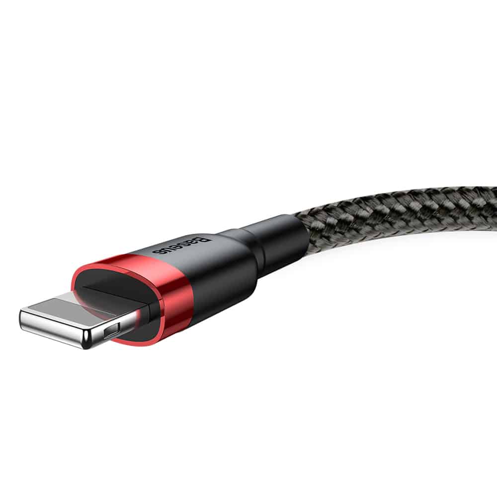 Baseus Cafule Καλώδιο durable nylon cable USB / Lightning QC3.0 2.4A 1M Μαύρο-Κόκκινο (CALKLF-B19) - Image 2