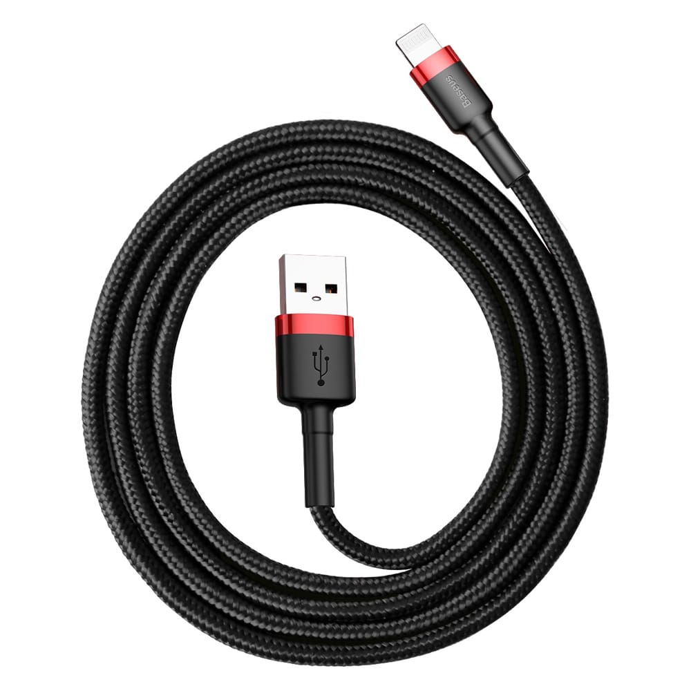 Baseus Cafule Καλώδιο durable nylon cable USB / Lightning QC3.0 2.4A 1M Μαύρο-Κόκκινο (CALKLF-B19) - Image 5