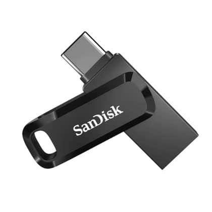 SanDisk μαύρο USB 3.2 flash drive 128GB με θύρες USB-A και USB-C