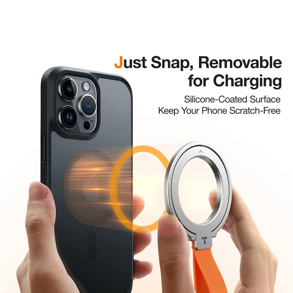 Torras - Ostand Magnetic Ring - 360° Rotatable Stand, Phone Holder/grip, Easy Attach - Silver - Image 2