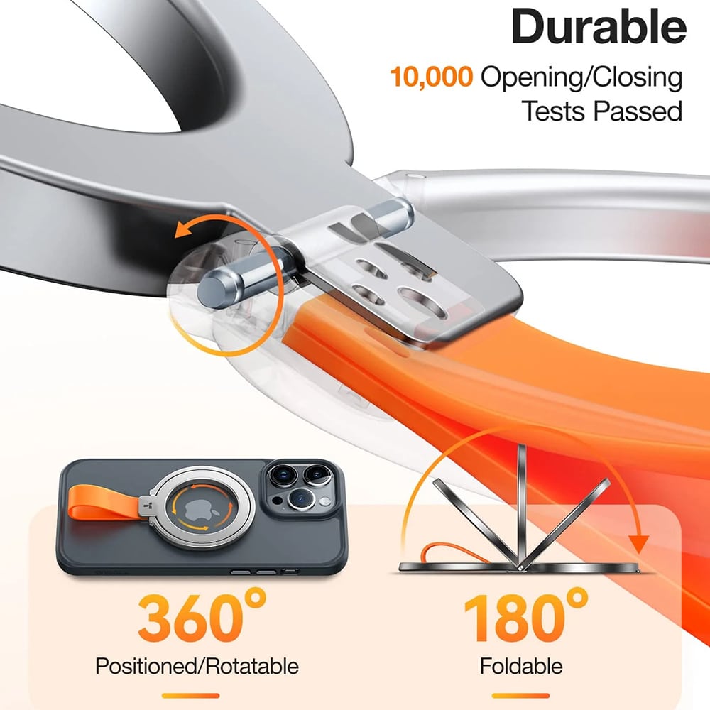 Torras - Ostand Magnetic Ring - 360° Rotatable Stand, Phone Holder/grip, Easy Attach - Silver - Image 5