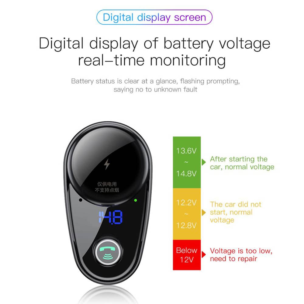 Baseus S-06 Bluetooth/USB car FM transmitter (Overseas Edition) - Μαύρο - Image 3
