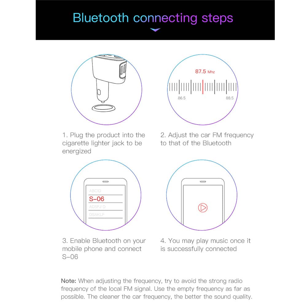 Baseus S-06 Bluetooth/USB car FM transmitter (Overseas Edition) - Μαύρο - Image 6