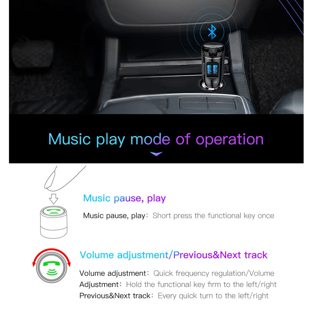 Baseus S-06 Bluetooth/USB car FM transmitter (Overseas Edition) - Μαύρο - Image 5
