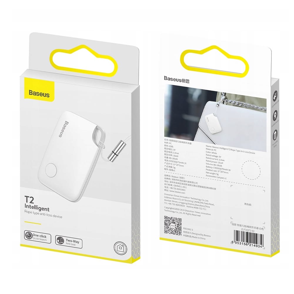 Baseus T2 keychain mini wireless key and other object finder white (ZLFDQT2-02) - Image 7