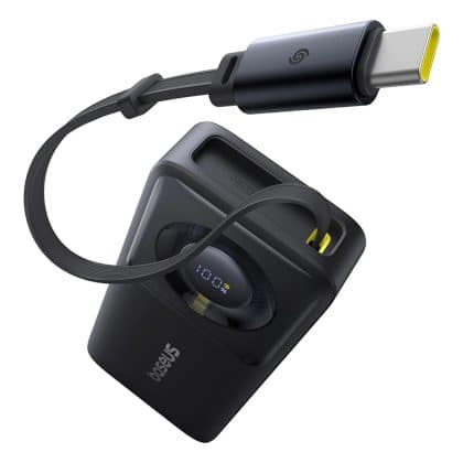 Baseus Free2Pull Powerbank 10000mAh 30W με θύρα USB-C και αναδιπλούμενο καλώδιο USB-C - μαύρο