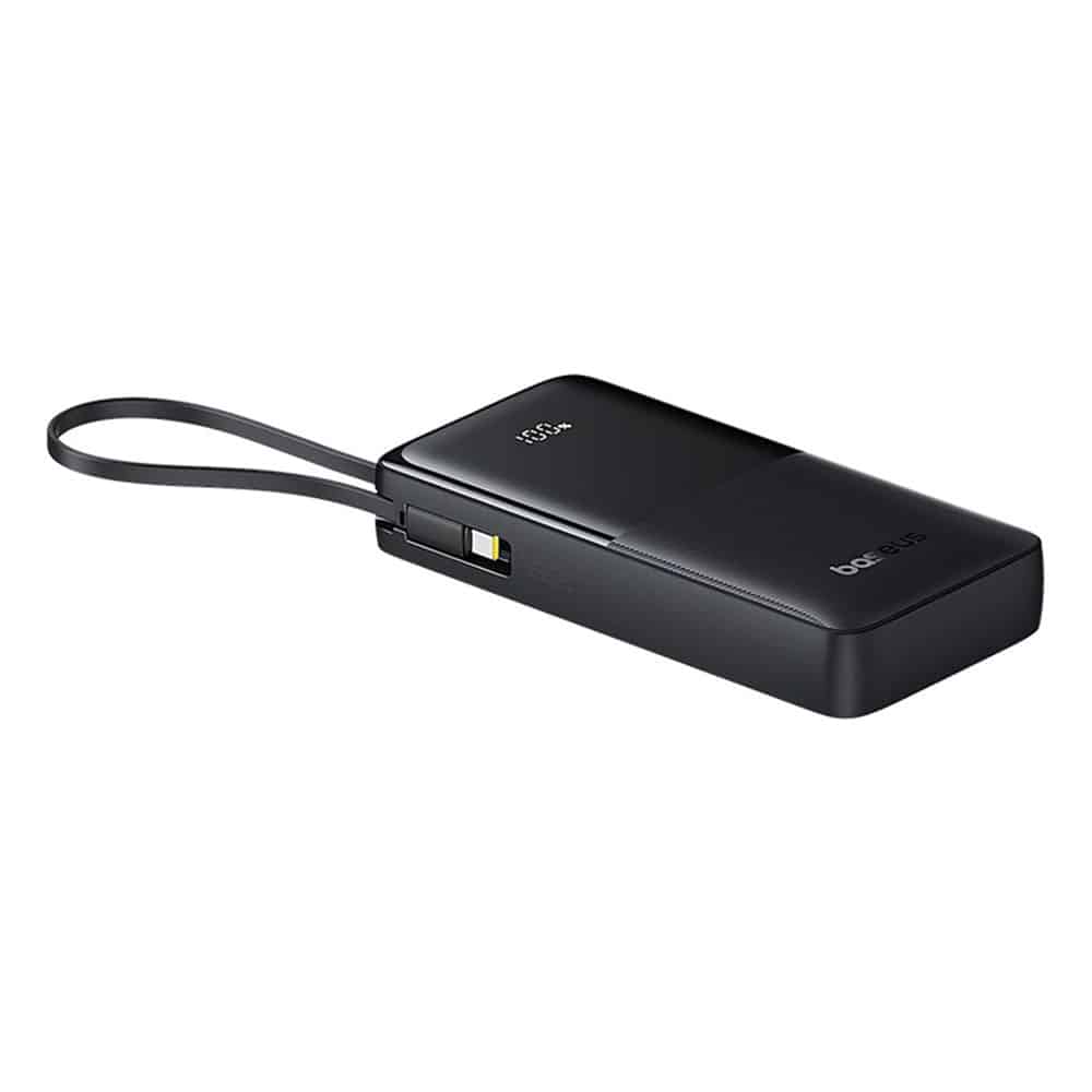 Baseus - Power Bank Bipow 2 (P10077101113-01) - με ενσωματωμένο καλώδιο USB-C, Type-C, USB, Έξυπνη οθόνη, 20000mAh, 20W - Μαύρο - Image 5