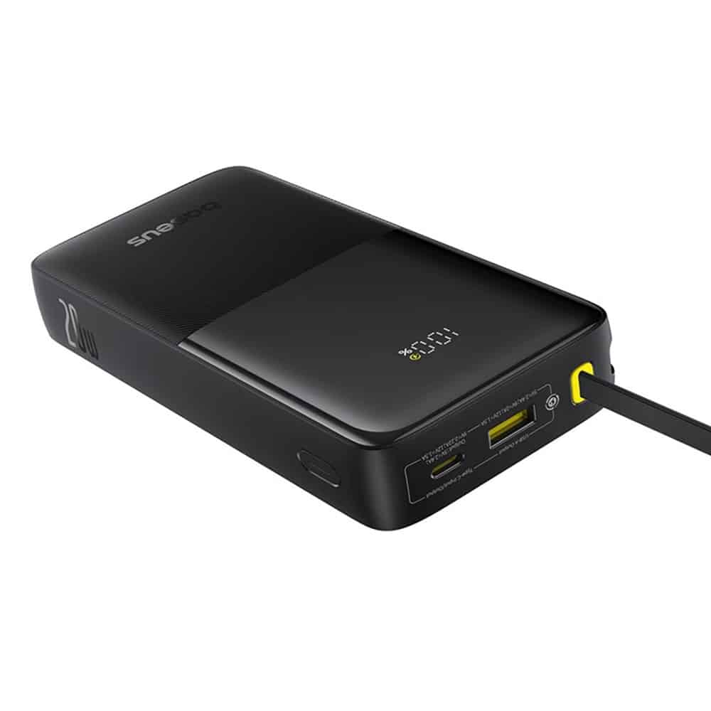 Baseus - Power Bank Bipow 2 (P10077101113-01) - με ενσωματωμένο καλώδιο USB-C, Type-C, USB, Έξυπνη οθόνη, 20000mAh, 20W - Μαύρο - Image 3