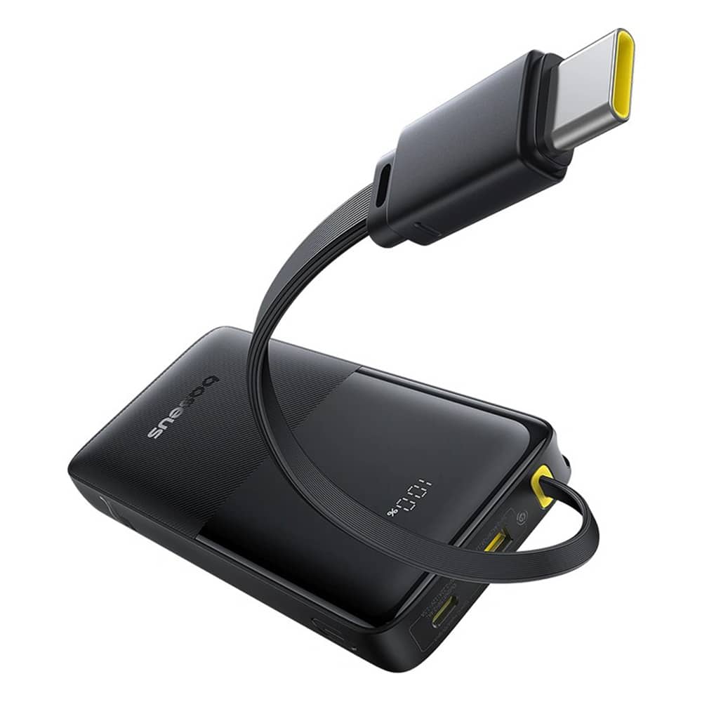 Baseus - Power Bank Bipow 2 (P10077101113-01) - με ενσωματωμένο καλώδιο USB-C, Type-C, USB, Έξυπνη οθόνη, 20000mAh, 20W - Μαύρο - Image 2