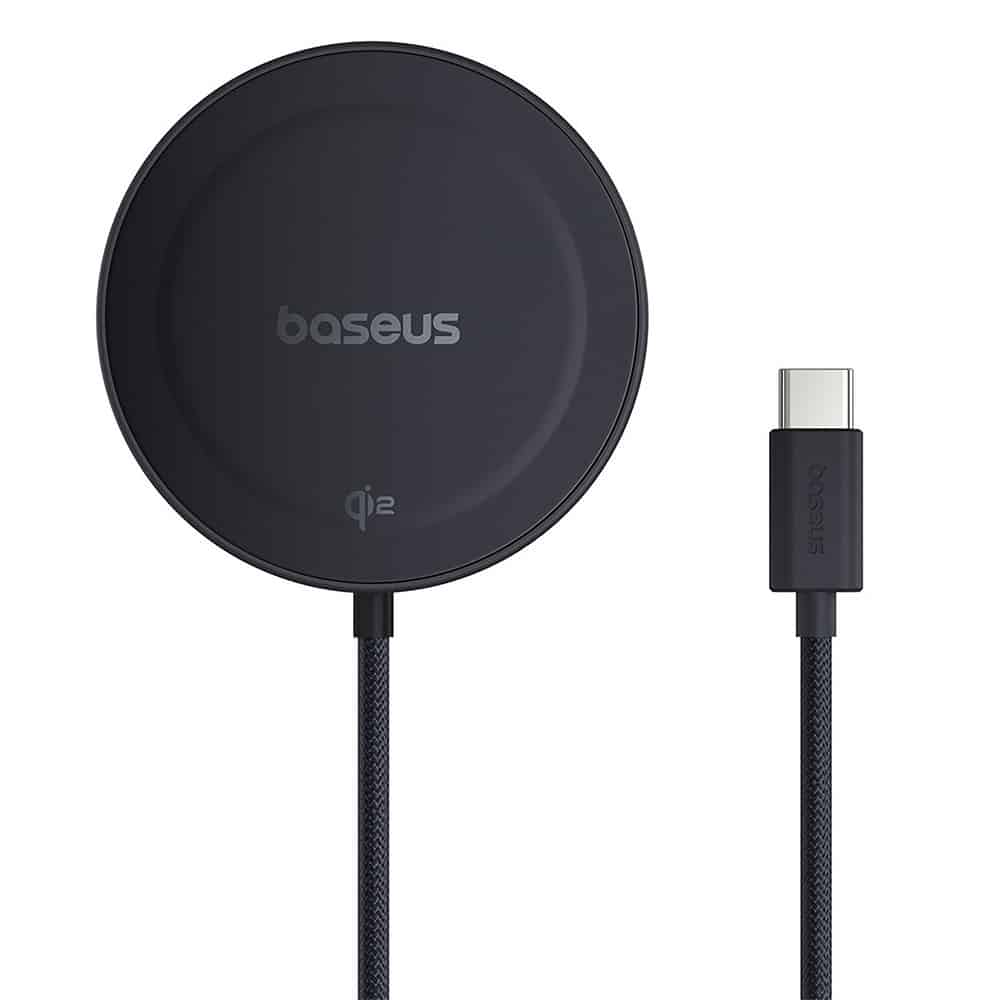 Baseus - Ασύρματος Μαγνητικός Φορτιστής Simple Mini4 (P10273300121-02) - Universal, με Βάση, USB-C, Qi2, 15W, 1m - Cosmic Black - Image 2