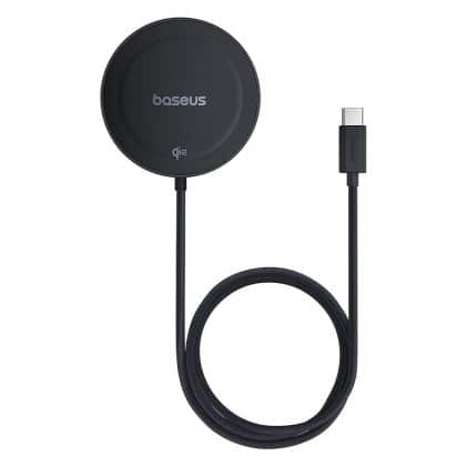 Baseus - Ασύρματος Μαγνητικός Φορτιστής Simple Mini4 (P10273300121-02) - Universal, με Βάση, USB-C, Qi2, 15W, 1m - Cosmic Black