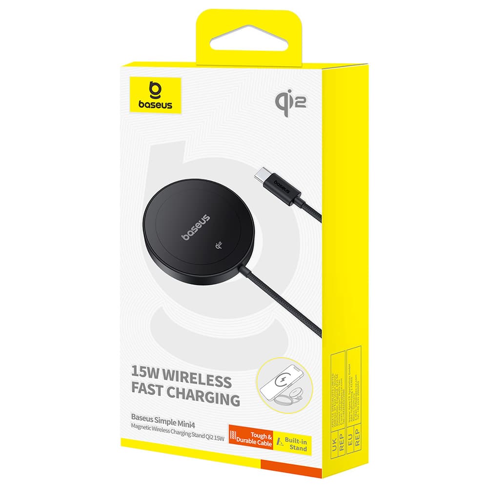 Baseus - Ασύρματος Μαγνητικός Φορτιστής Simple Mini4 (P10273300121-02) - Universal, με Βάση, USB-C, Qi2, 15W, 1m - Cosmic Black - Image 5