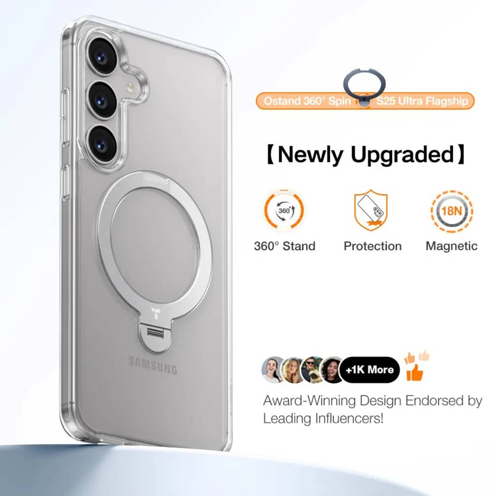 Torras Ostand Spin - θήκη για Samsung Galaxy S25 Plus - Διάφανο - Image 5
