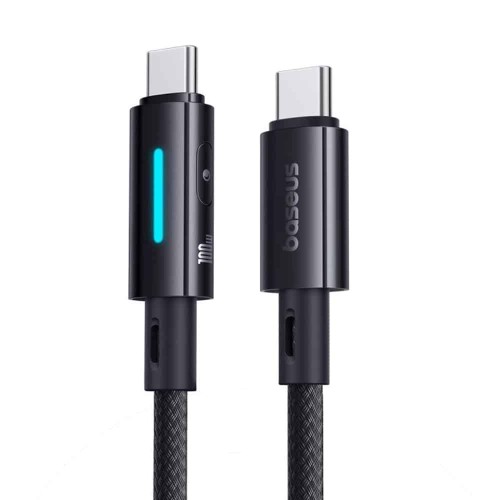Καλώδιο USB-C σε USB-C Baseus Lit Button Control, 100W, 5A, 2m, Μαύρο - Image 3