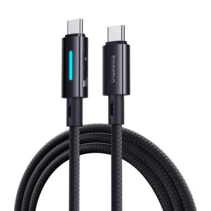 Καλώδιο USB-C σε USB-C Baseus Lit Button Control, 100W, 5A, 2m, Μαύρο