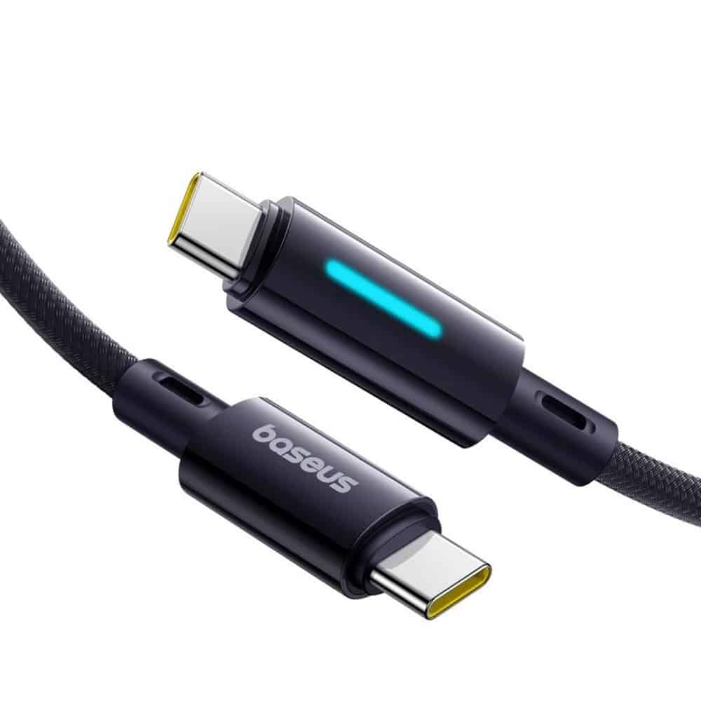 Καλώδιο USB-C σε USB-C Baseus Lit Button Control, 100W, 5A, 2m, Μαύρο - Image 2