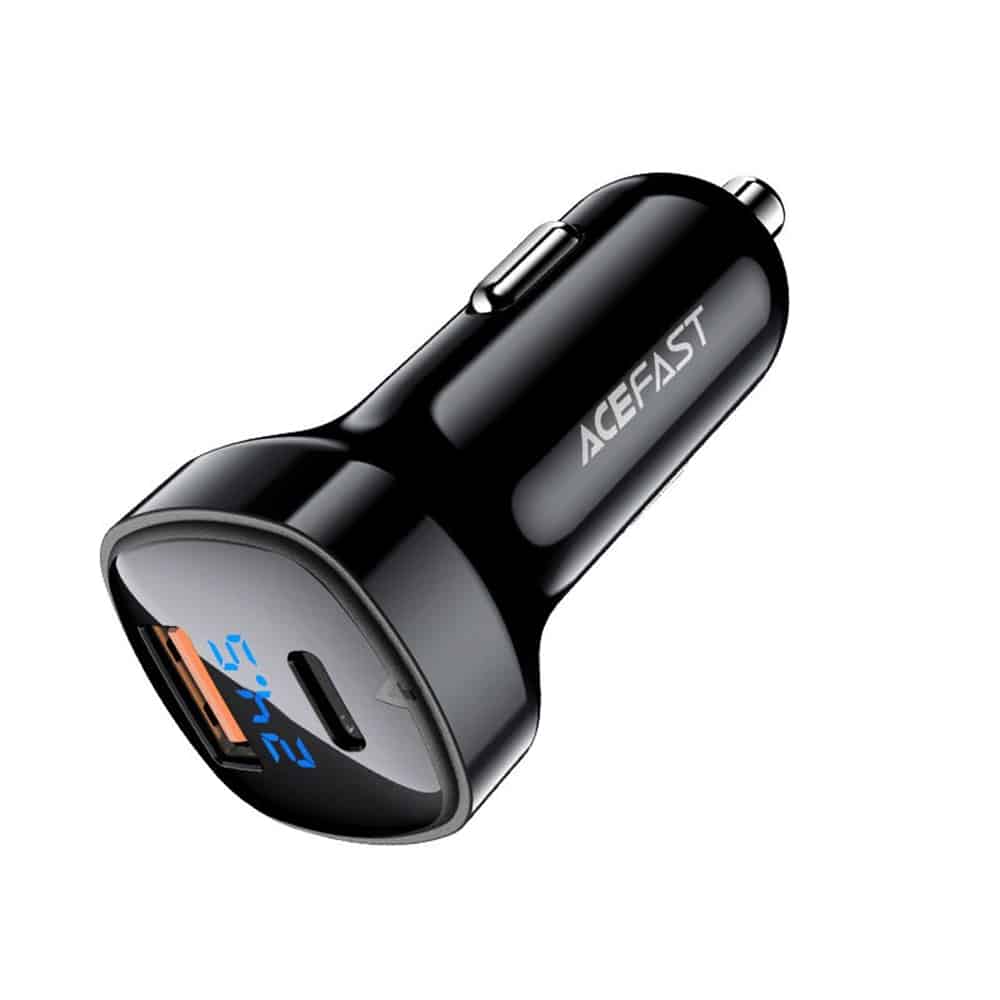 Acefast - Car Charger (b4) - With Digital Display, Fast Charging, Usb, Type-C, 66w - Black - Image 2
