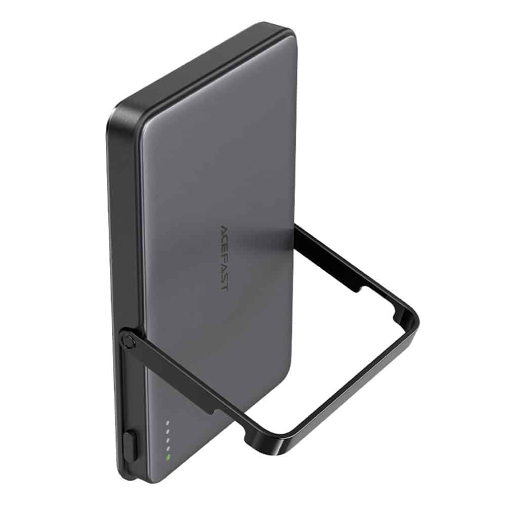 Acefast - Magnetic Wireless Power Bank (m16-5000) - With Foldable Stand, Usb-C Port, 5000mah, Pd18w, Led Indicator - Black - Image 2