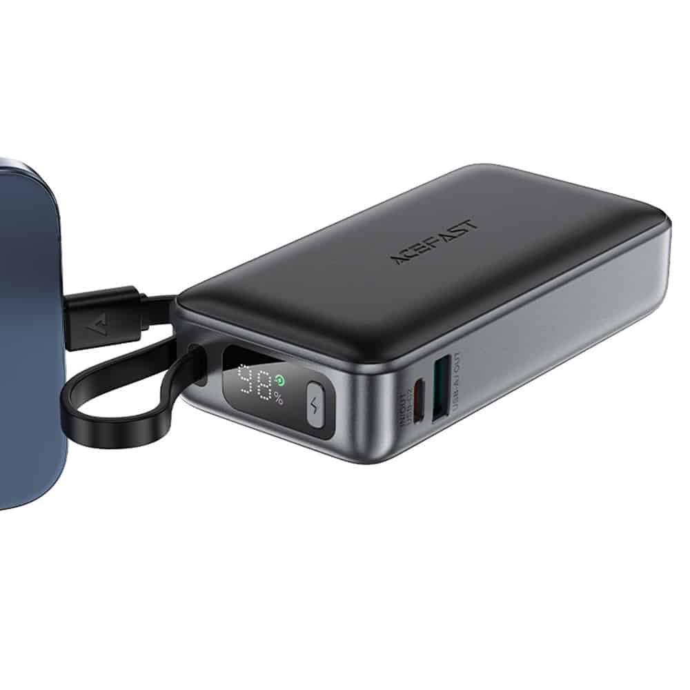 Acefast - Power Bank (m7-10000) - With Type-C Καλώδιο, Usb-C, Usb, 10000mah, 30w, Digital Display, Dirt-Resistant - Black - Image 3