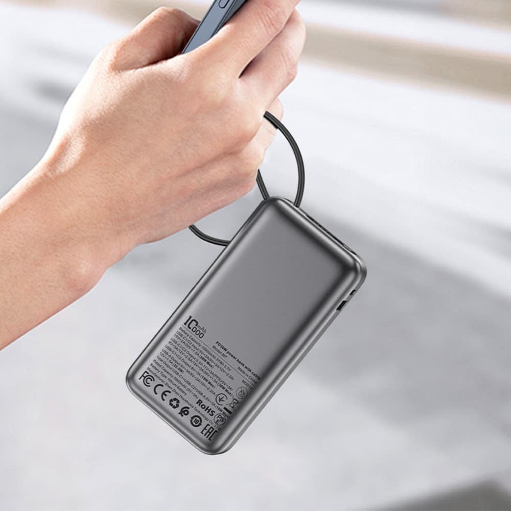 Acefast - Power Bank (m7-10000) - With Type-C Καλώδιο, Usb-C, Usb, 10000mah, 30w, Digital Display, Dirt-Resistant - Black - Image 4