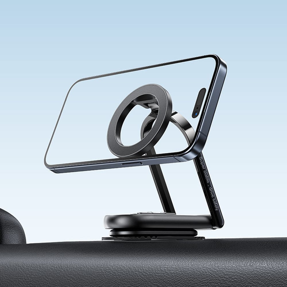 Acefast- Car Holder (d54) - Magnetic Grip, For Dashboard / Windshield, 360°, Dual-Axis, Detachable Base, Max. 6.9" - Black - Image 6