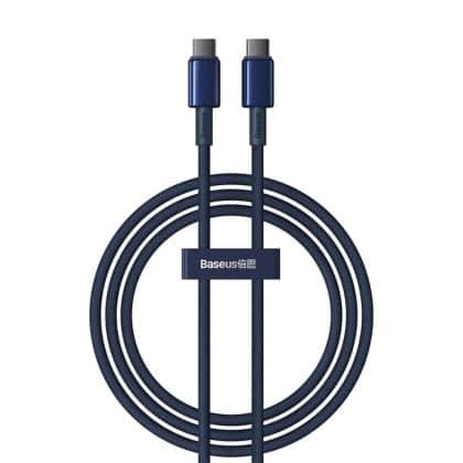 Baseus - Καλώδιο Δεδομένων Tungsten Gold (p10319800321-03) - Type-C Σε Type-C, Υποστήριξη Ταχείας Φόρτισης 100w, 480mbps, 1m - Ναυτικό Μπλε