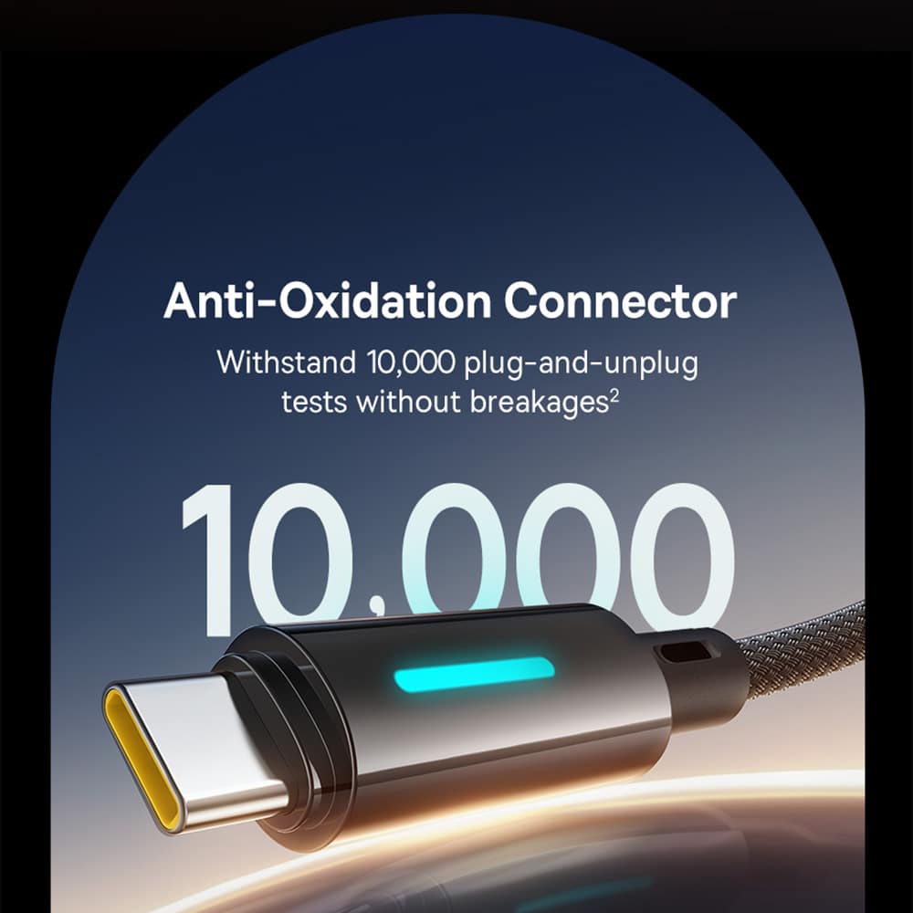 Καλώδιο USB-C σε USB-C Baseus Lit Button Control, 100W, 5A, 2m, Μαύρο - Image 6