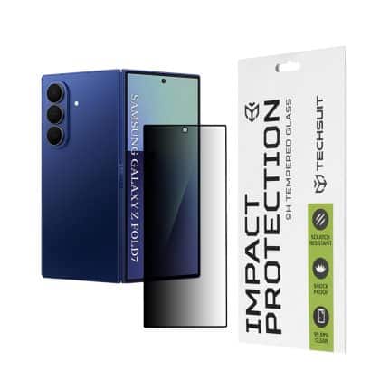 Techsuit - 111D Πλήρης Κόλλα Απορρήτου [Μπροστινή Οθόνη] - Samsung Galaxy Z Fold7 - Μαύρο