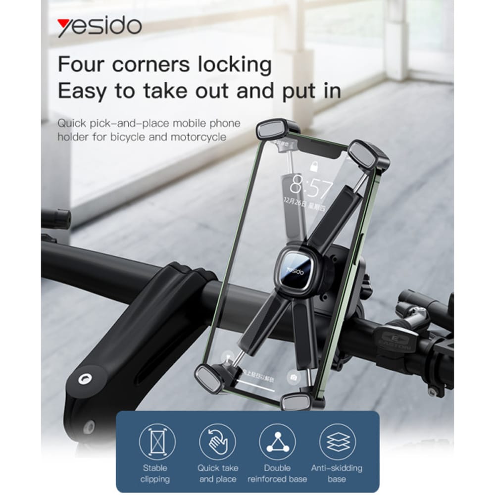 Yesido - Bike Holder (c191) - For Bicycle/motocycle, Multi-Angle Adjustment, 4.5-6.8" - Black - Image 3